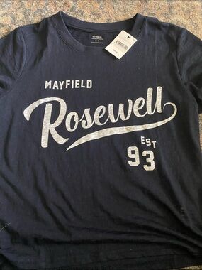 Cotton On Navy Crewneck Graphic Tee with White Print